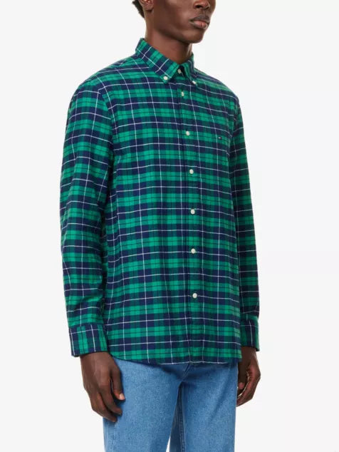 Check long-sleeve brushed cotton shirt