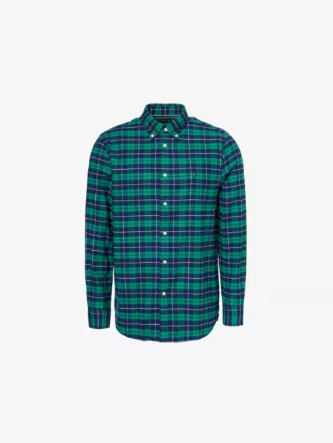 Check long-sleeve brushed cotton shirt