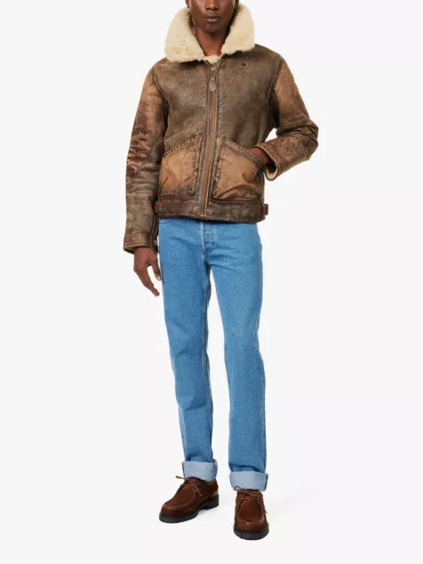 Annual shearling regular-fit leather jacket