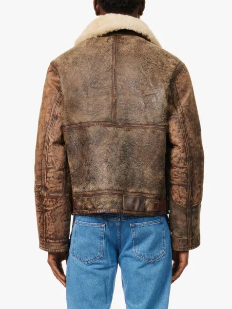 Annual shearling regular-fit leather jacket