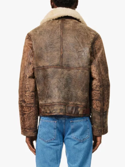 Annual shearling regular-fit leather jacket