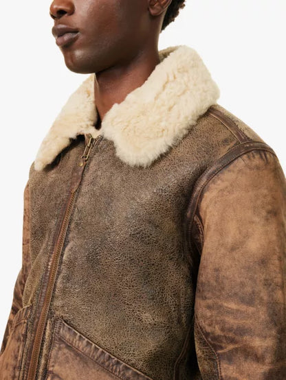 Annual shearling regular-fit leather jacket