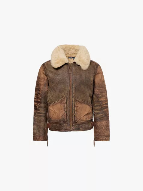 Annual shearling regular-fit leather jacket