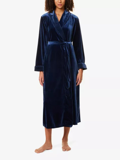 Long long-sleeve velvet robe