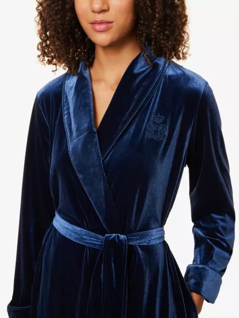 Long long-sleeve velvet robe