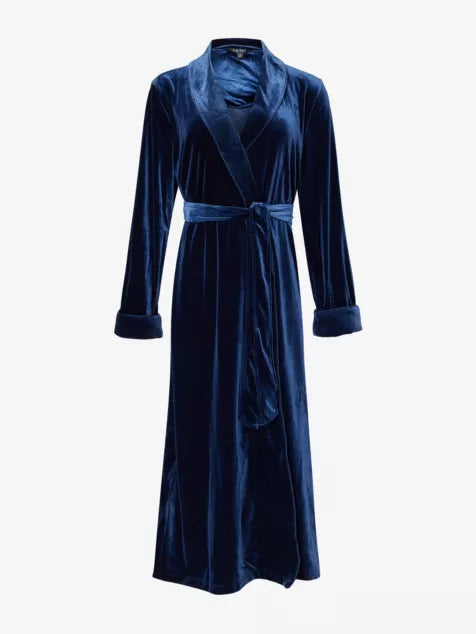 Long long-sleeve velvet robe