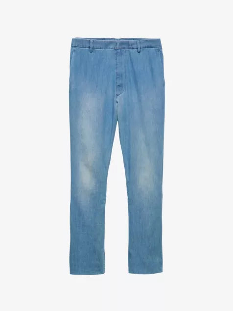 Bleached-washed classic-fit denim jeans