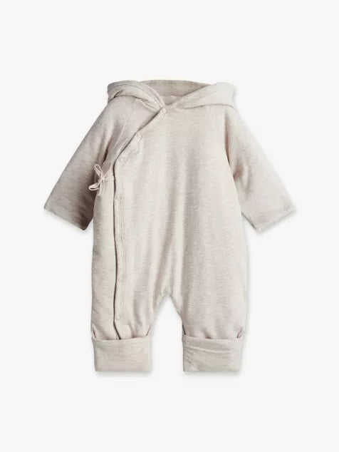 Hood padded organic cotton-jersey pramsuit 0-6 months