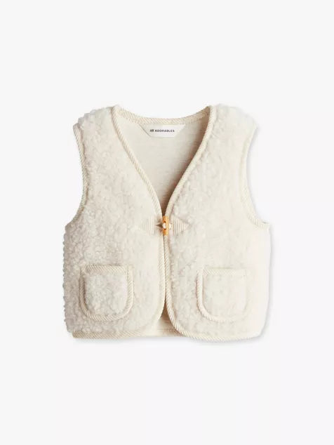 Teddy-texture patch-pocket wool and recycled polyester-blend gilet 3-10 years