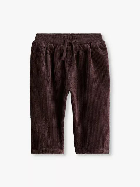 Corduroy-texture drawstring-waistband organic-cotton trousers 4 months-3 years