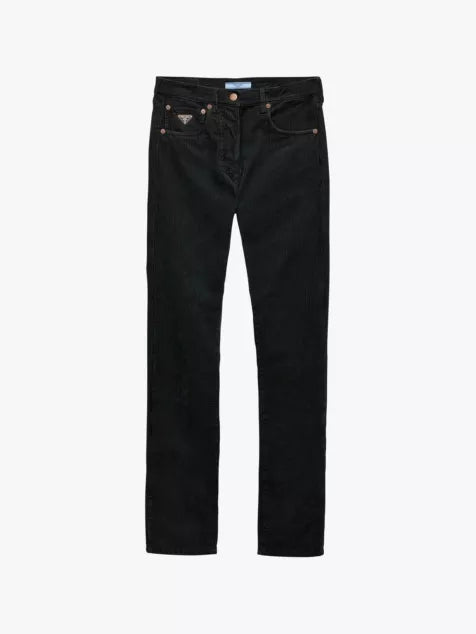 Logo-badge straight-leg corduroy cotton jeans