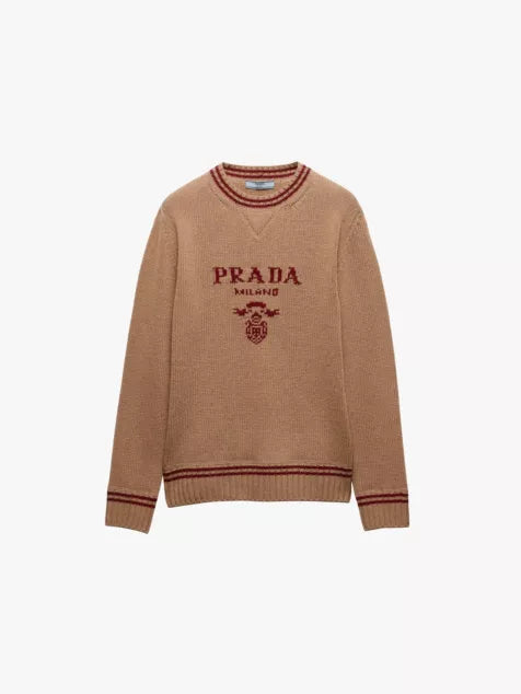 Logo-print crew-neck wool and cashmere-blend jumper